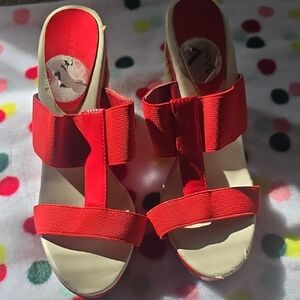 Red Elastic-Strap Women’s Slide Sandals